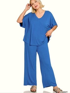 New Zenana 2 Piece Light Navy Set